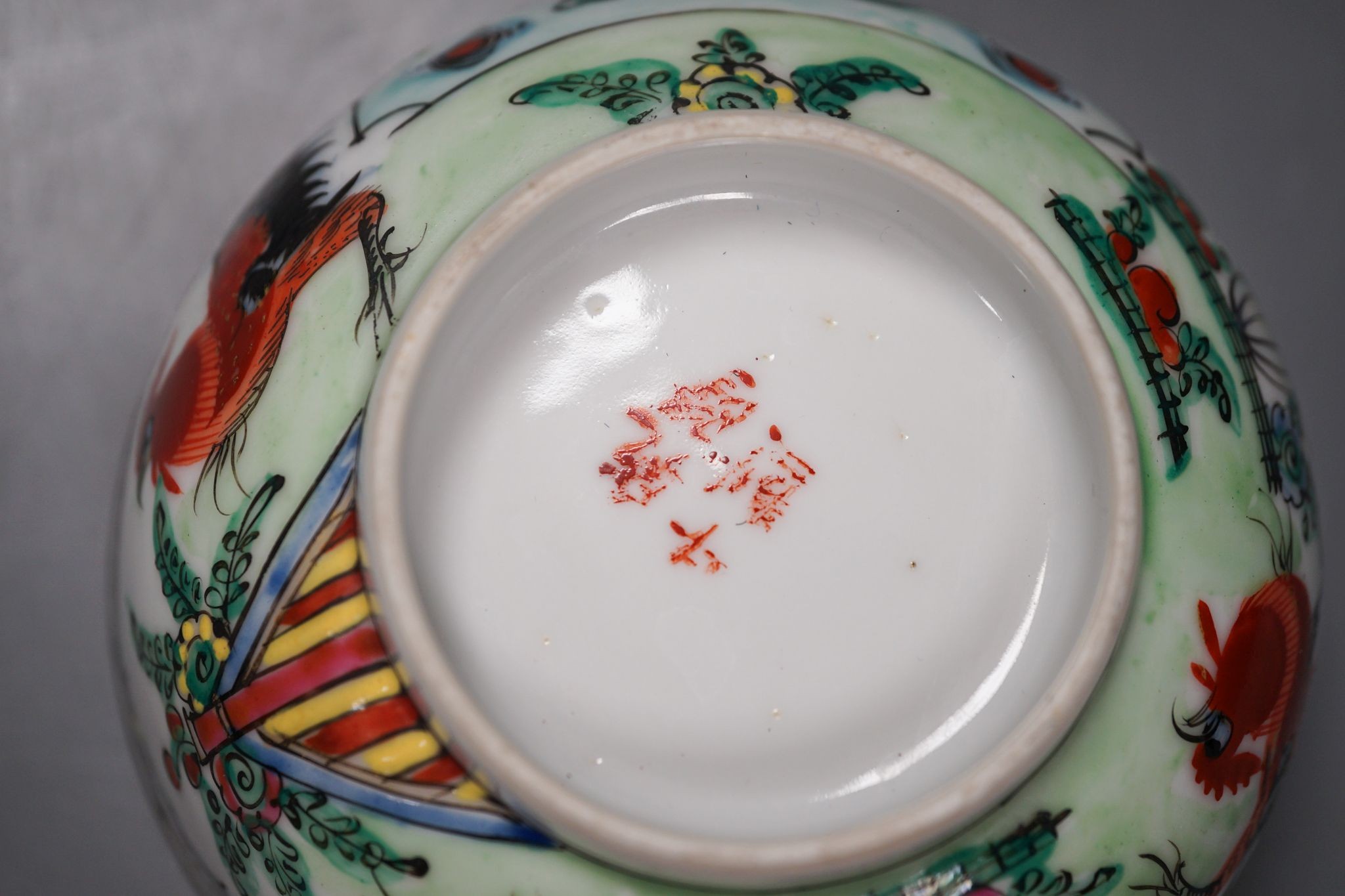 A Chinese famille rose box and cover, 9.7 cm diameter and a group of porcelain ‘chicken’ wares, Republic period